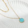 Trendy Hip Hop Spliced Chain Double Layered Wearing Turquoise Necklaces 13