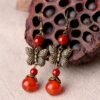 Ladies butterfly vintage red agate earrings Earrings 11