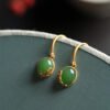 Forbidden City Wings Flying Sterling Silver Ancient Method Gold Hetian Jade Earrings Earrings 12