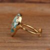 Natural Gold Thread Turquoise Drop Ring Rings 10 Natural Gold Thread Turquoise Drop Ring Rings 10