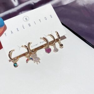 High-end Korean cute girl bear earring set Rings