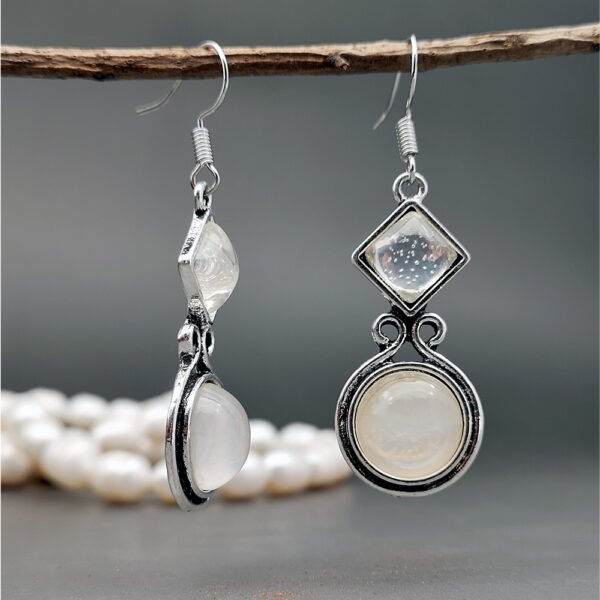 European and American creative Thai silver moonstone long earrings ear hooks Earrings 7