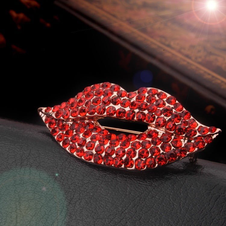 Magic Ikery Rose Gold Color Zircon Crystal Luxury Lips   Brooches Wholesales Fashion Jewelry for women MKY5549 Other 2