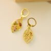 Gold leaf inlaid colorful gemstone earrings Earrings 18