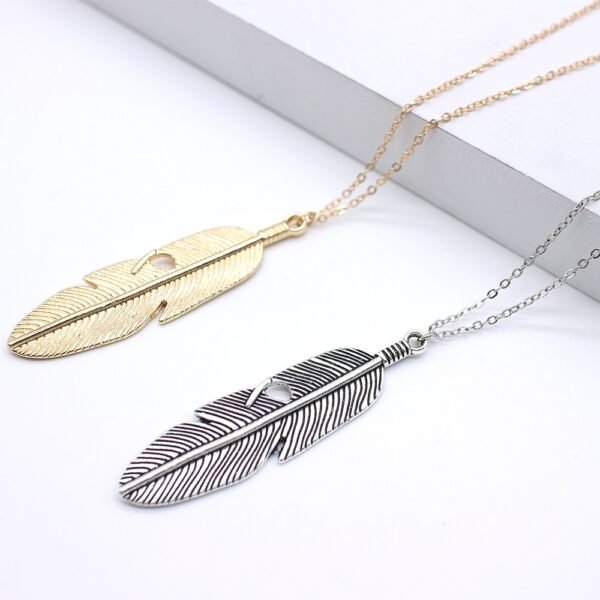 Simple feather necklace leaves long sweater chain clothing Necklaces 6