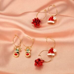 Women’s Fashion Christmas Earrings Set Of Three Christmas