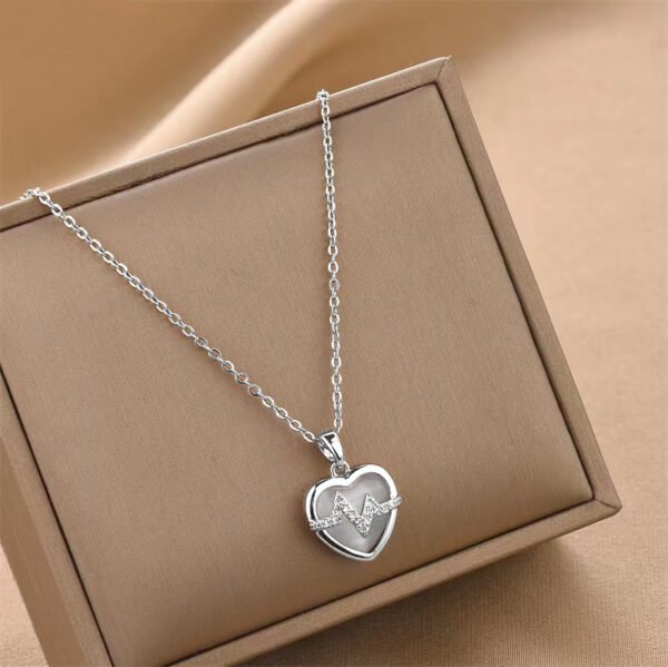 18K Gold Plated Stainless Steel Heart Pendant Necklace In Titanium Necklaces 8