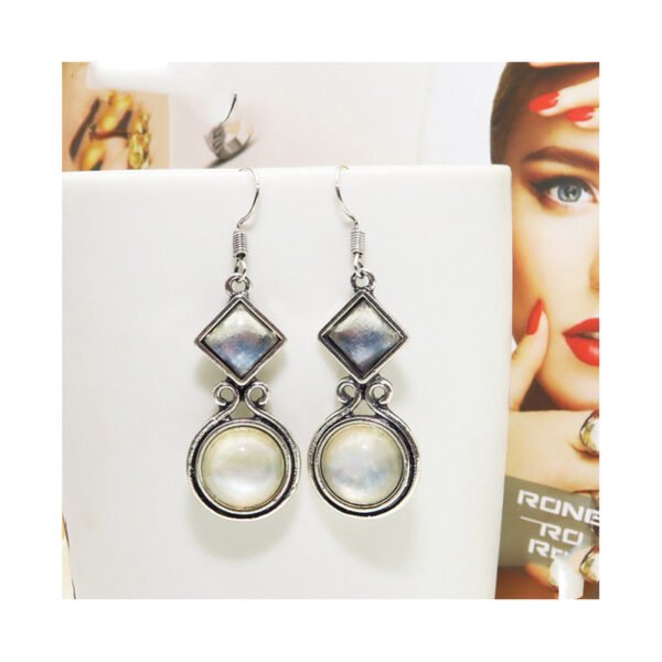 European and American creative Thai silver moonstone long earrings ear hooks Earrings 4