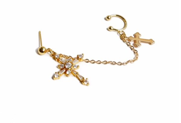 Baroque cross ear bone clip earrings Earrings 8