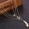 Gold Silver Chain Long Feather Necklace Necklaces 7