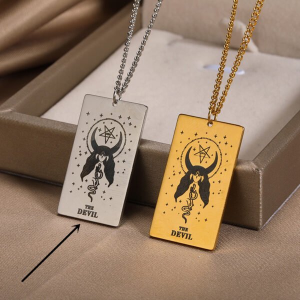 18k Yellow Gold Stainless Steel Tarot Pattern Necklace Necklaces 4
