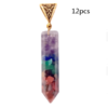 Seven Chakra Natural Crushed Stone Hexagon Column Necklace Aura Pendant Necklaces 22