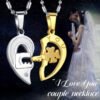 Couple Necklace Lock Pair Of Love Shaped Key Titanium Steel Pendant Necklaces 10