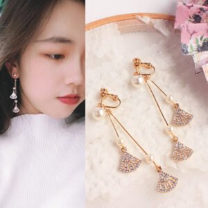 Net red earrings fan-shaped long earrings Earrings Net red earrings fan-shaped long earrings Earrings