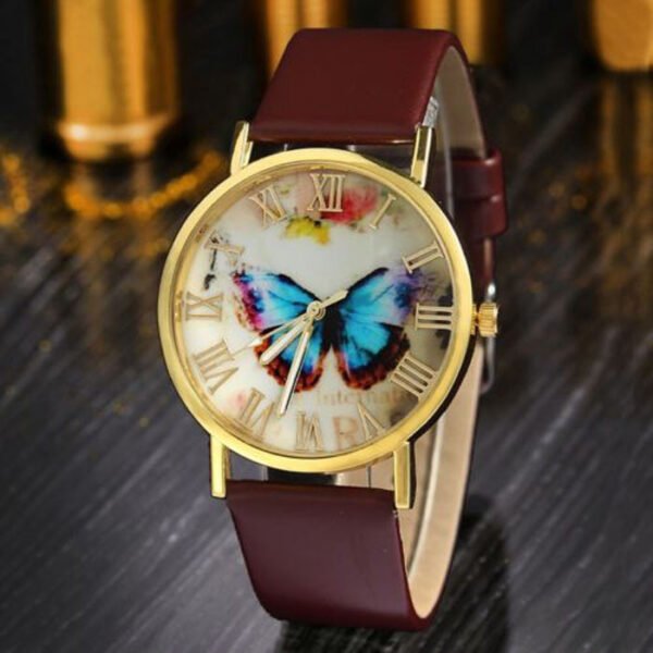 Roman scale butterfly belt watch Fashion universal gold shell watch watches 7