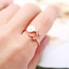 Rose gold plated beautiful temperament zircon branches leaves shell flower ring Rings 13