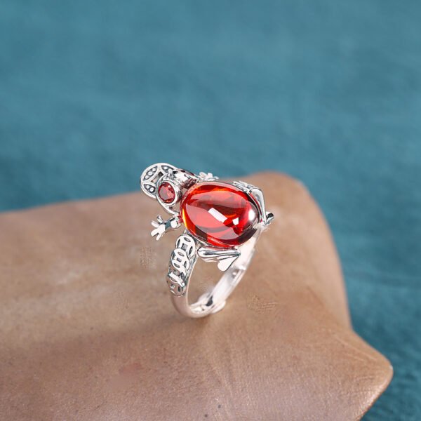 Blue Sand Stone Golden Toad Ring Tricolor Promos20 6