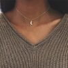 Cute Small Moon Pendant Necklace for Women Gold Color Chain Choker Necklace Bohemian Collar Jewelry Christmas Gift bijoux femme Necklaces 15