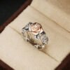 Copper plated rose gold two-tone flower ring Rings 9