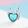 Elk inlaid heart-shaped blue zircon pendant Christmas 9 Elk inlaid heart-shaped blue zircon pendant Christmas 9