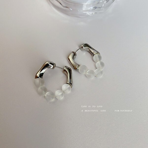 Korean Ins Wind Pearl Transparent Natural Stone Ears Earrings 5