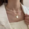 Fashion Baroque Inlaid White Shell Oval Necklace Necklaces 12