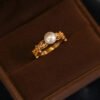 S925 Sterling Silver Pearl Gold Plated Ring For Women Rings 10