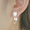 S925 Sterling Silver Stud Earrings Fashion Detachable Cat Fish Pin Studs Cute Comet Silver Earrings Earrings 20