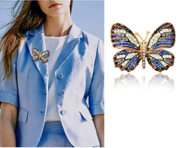 High Quality Fashionable Rhinestone Butterfly Brooch Pin Gold Colors Women Dress Wedding Bridal Brooch Pin Accessories 3