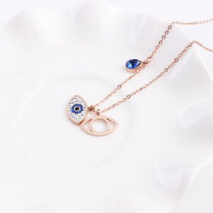 Europe and the United States titanium steel rose gold demon eye necklace short clavicle chain female personality wild temperament necklace Necklaces