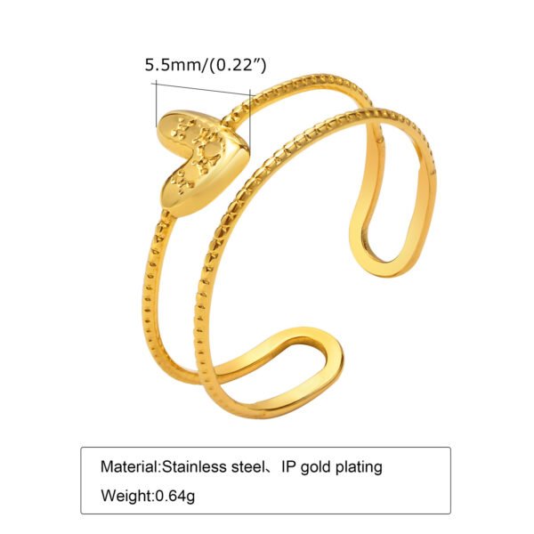 Love Heart-shaped Ring Fine Circle Stainless Steel 18K Gold Women’s Simple Hand Jewelry Rings 9