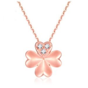 18K gold necklace lucky clover Rose Gold Diamond Pendant gold color custom female bone chain shop Necklaces