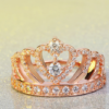 Princess Style Cubic Zirconia Hollow Heart Silver / Rose Gold Color Crown Ring Jewelry Party Engagement Wedding Rings 17