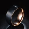 Hot sale Fashion Mens Black Stainless steel Ring With Rose Gold Color Male Ring 8mm Wedding Jewelry Dropshipping Rings 8