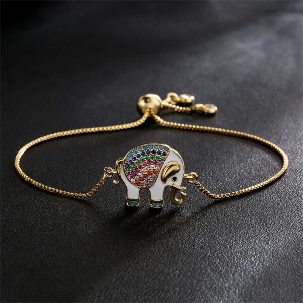 Dripping Zircon Elephant Charm Gold Bracelet Pull Adjustable Necklaces 3