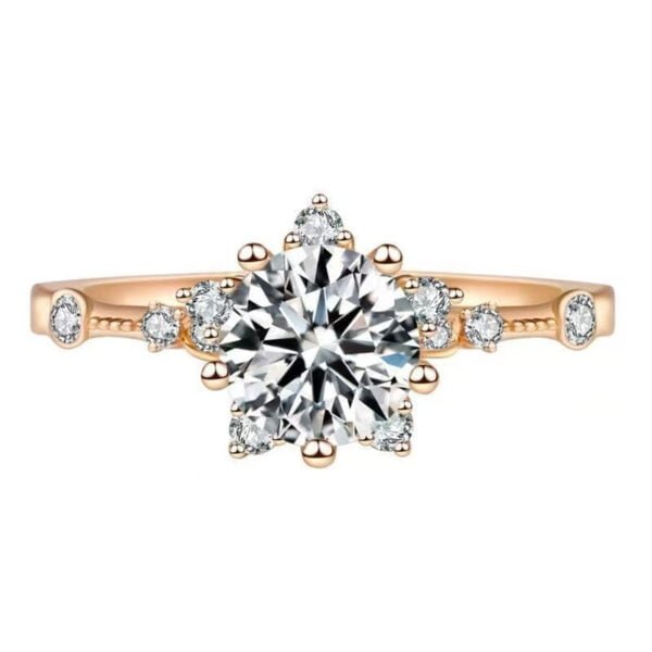 Diamond Luxury Snowflake Starry Rose Gold Ring Rings 4