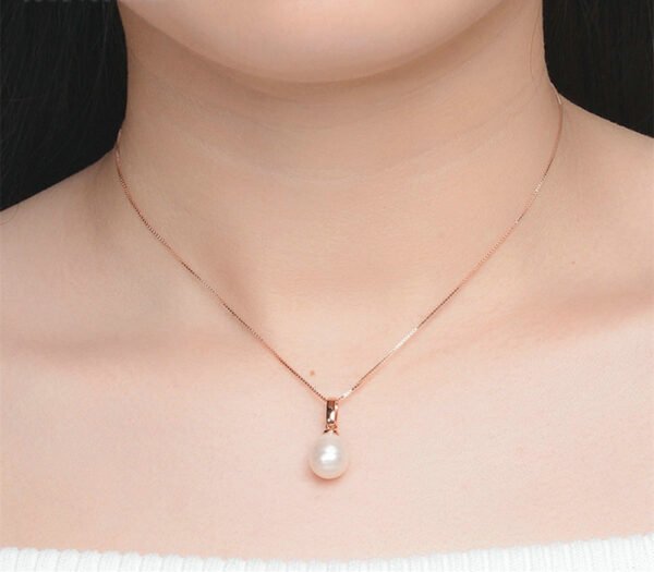 Natural Freshwater White Pearl Rose Gold Pendant Accessories 6
