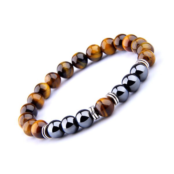 Explosion Style Yellow Tiger Eye Bracelet Fashion Simple Obsidian Alloy Separator Elastic Bracelet Bracelets 6