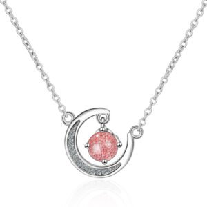 Strawberry pink crystal moon short chain Accessories