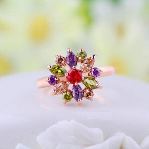 Colorful Zircon Ring Women’s Austrian Crystal BestSelling 4