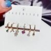High-end Korean cute girl bear earring set Rings 8