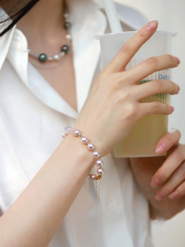 Blue Rose Laser 18K Gold Pearl Bracelet Bracelets 5