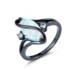 S-shaped  blue black gold horse eye ring Rings 8