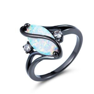 S-shaped  blue black gold horse eye ring Rings