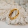 18K Gold Ring Women’s Non-fading High-grade Cold Wind Wheat Rings 19