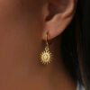 18K Gold Earrings Temperament Light Luxury Sun Element Trend Pendant Earrings Titanium Steel Plated Earrings 10