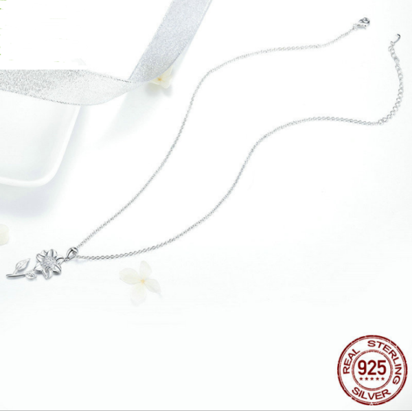 925 sterling silver necklace sunflower plated white gold and silver necklace Necklaces 5