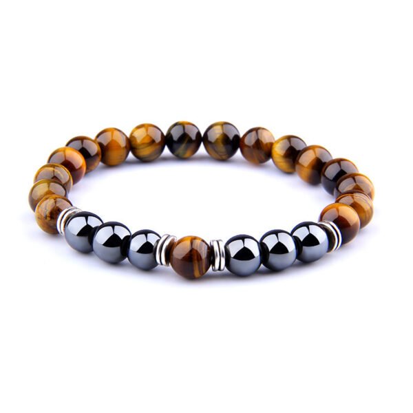 Explosion Style Yellow Tiger Eye Bracelet Fashion Simple Obsidian Alloy Separator Elastic Bracelet Bracelets 3