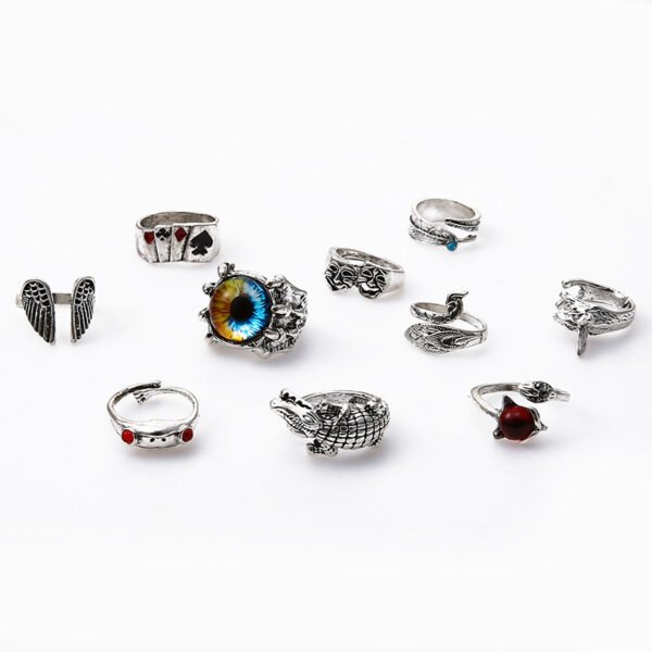 Animal Fish Hole Head Grimace Eye Ring Set Of 10 Rings 5