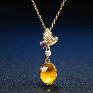 Naked Egg Citrine Gold Plated Pendant Necklace Necklaces